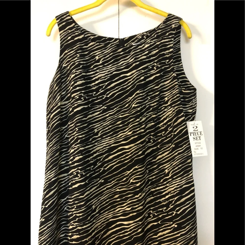 Studio I Sheath Dress sz 12 New with Tags Long Black white zebra - Picture 6 of 15